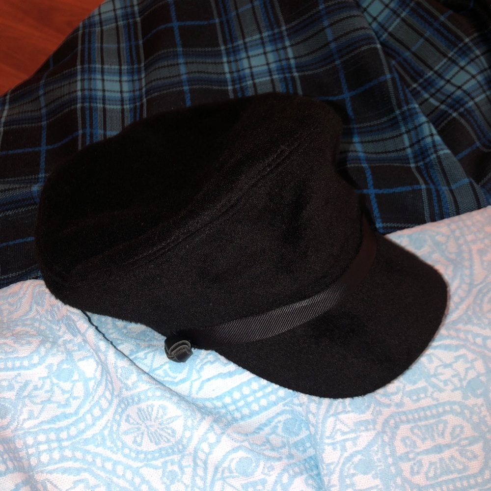Anthropologie Black Baker Boy Hat